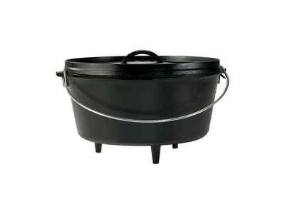 Lodge Seasoned Cast Iron Deep Camp Dutch Oven with Flanged Lid (8-Qt)